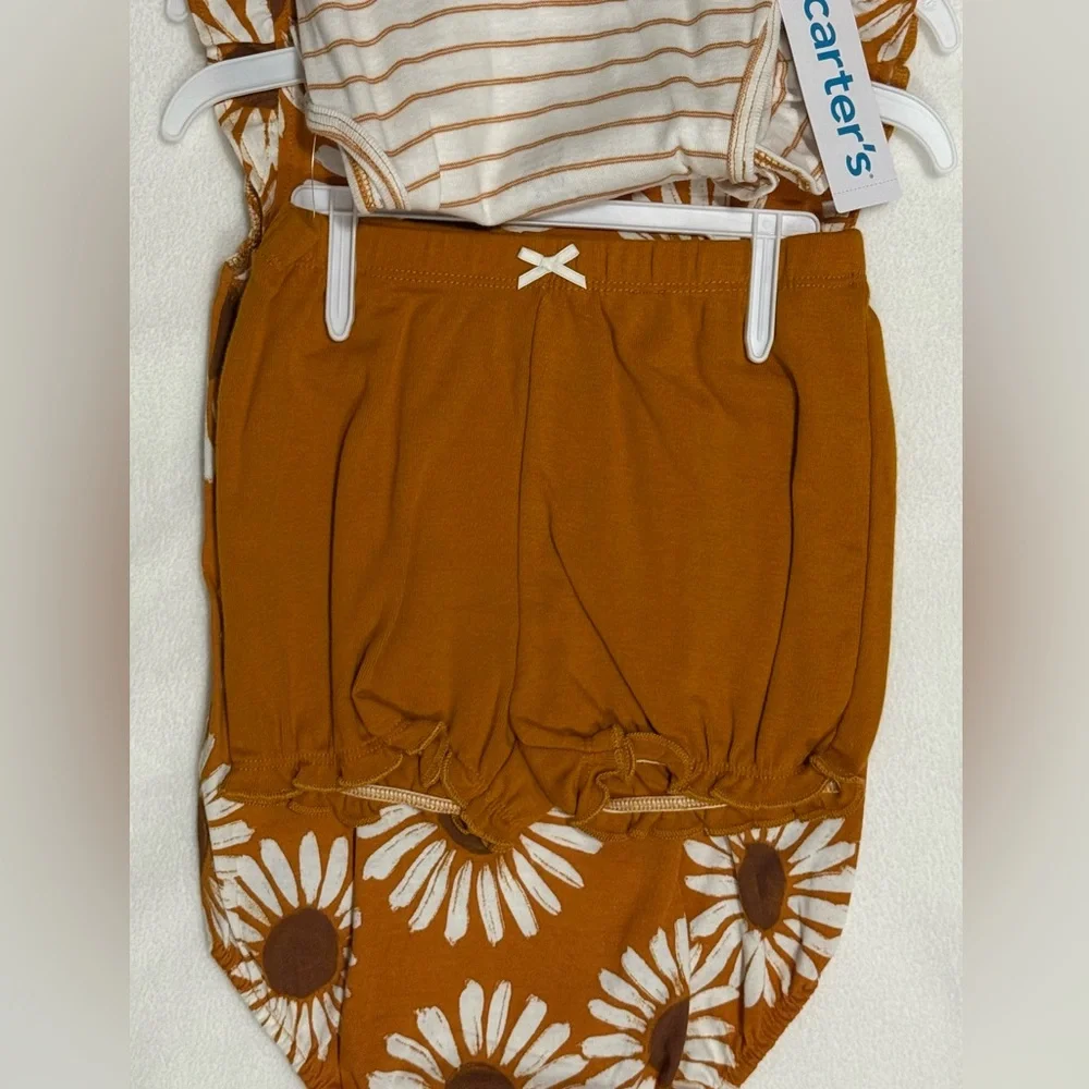 Carter’s 24M Infant Girl 3-Pc Set - 1 Striped & 1 Flowered Bodysuit And 1 Short